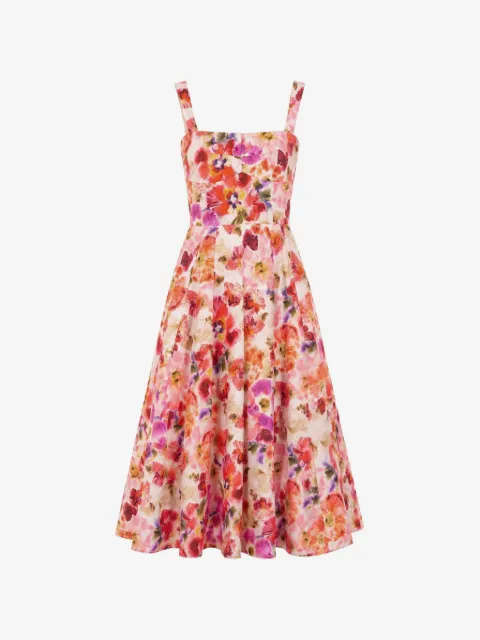 Saloni Sabrina floral-print midi dress