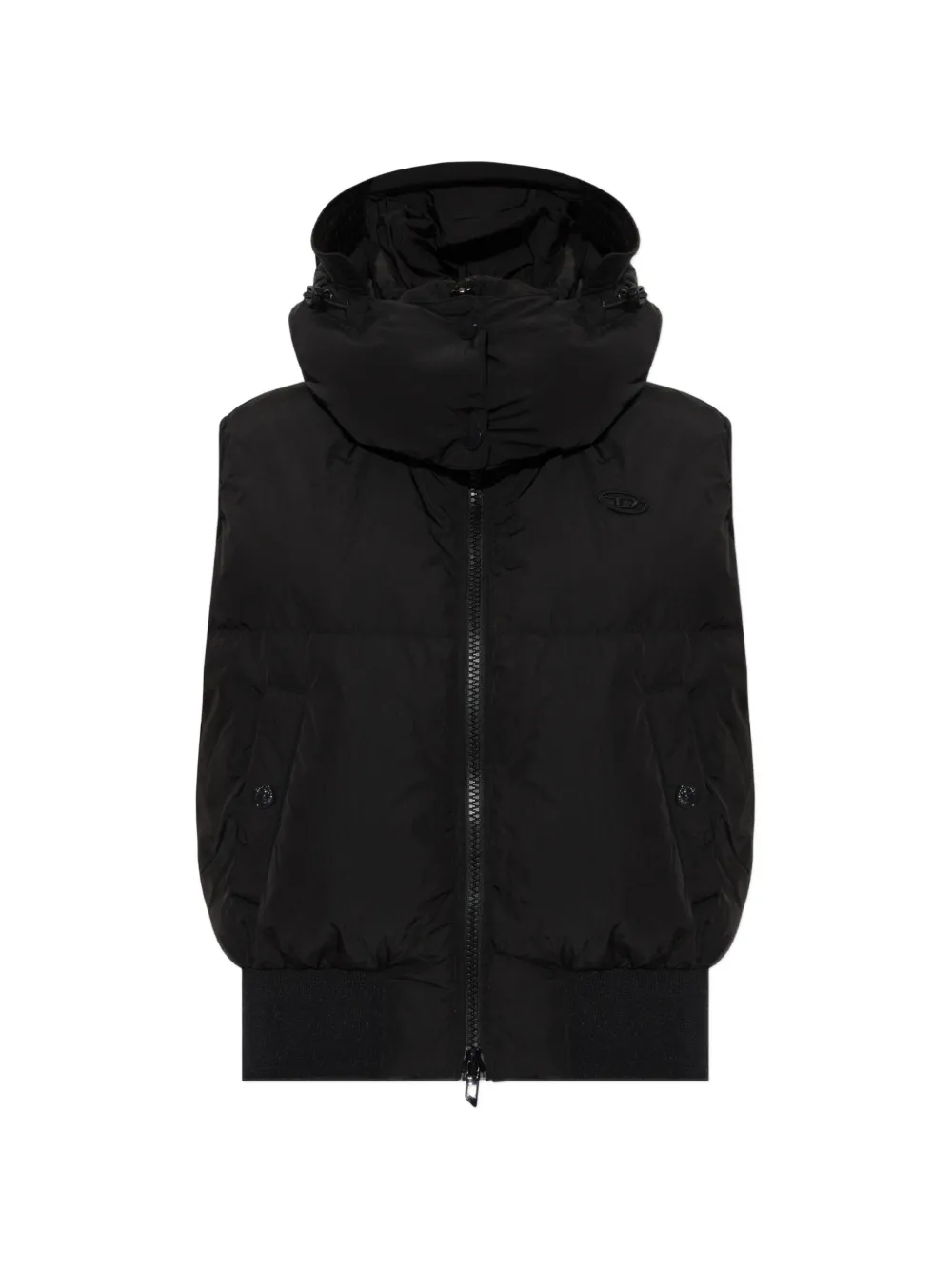 Diesel logo quilted hooded gilet - Schwarz