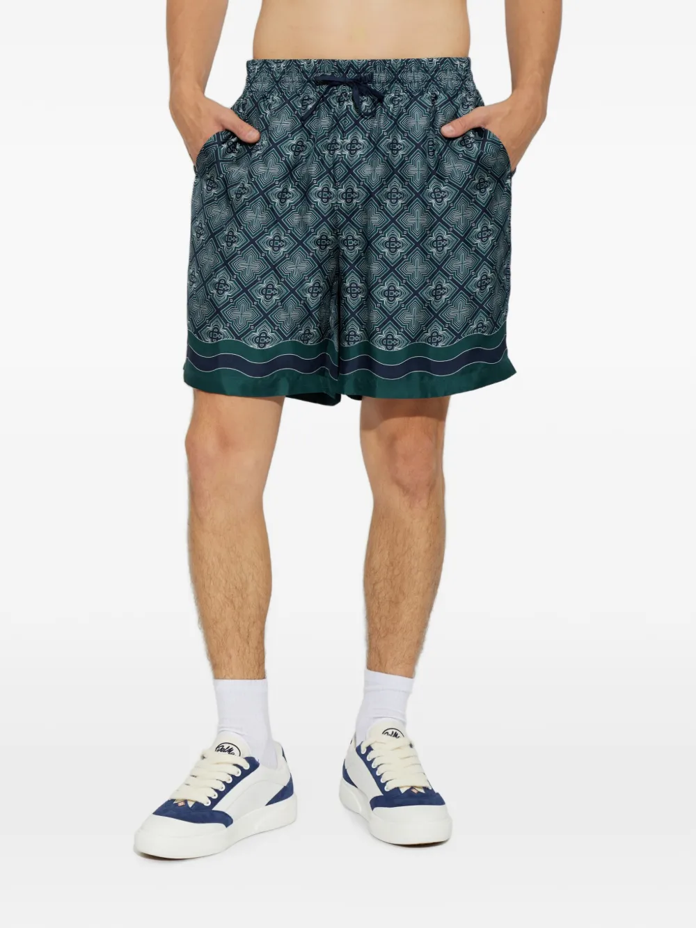 Casablanca Radiating Monogram zijden shorts Blauw
