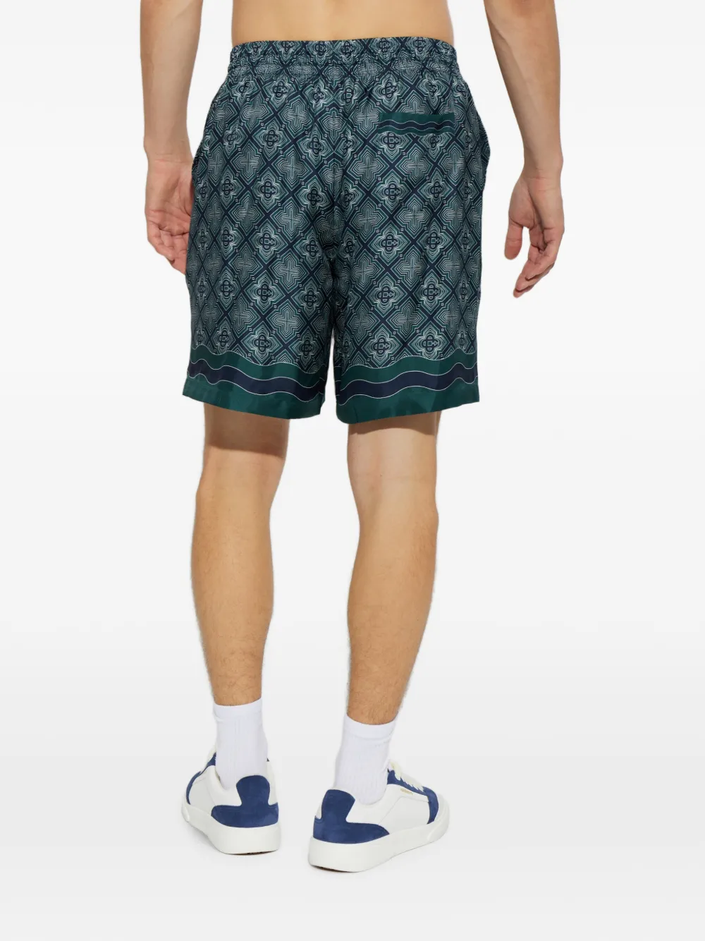 Casablanca Radiating Monogram zijden shorts Blauw