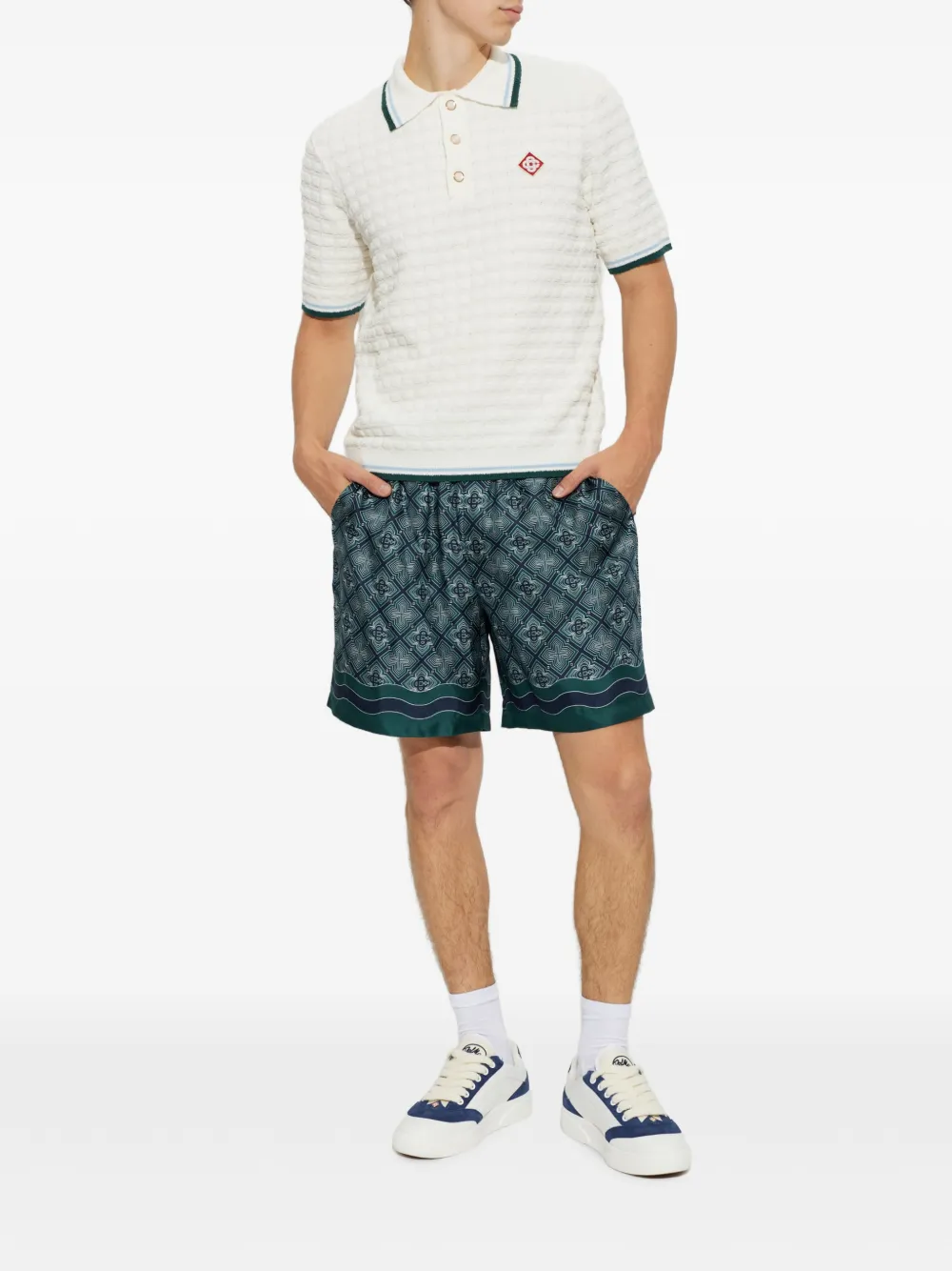 Casablanca Radiating Monogram zijden shorts Blauw