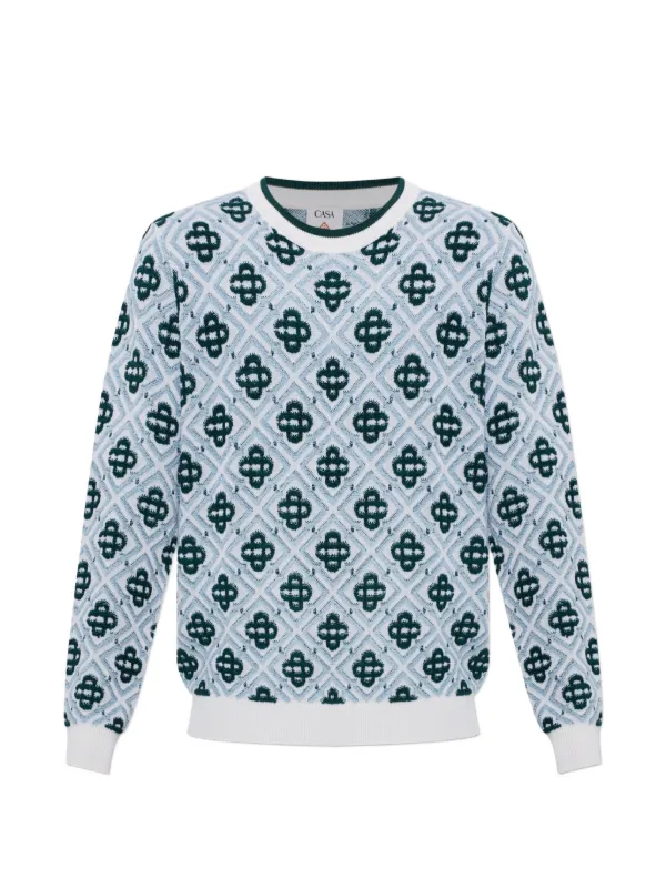 Casablanca Monogram-pattern Wool Sweater in Blue
