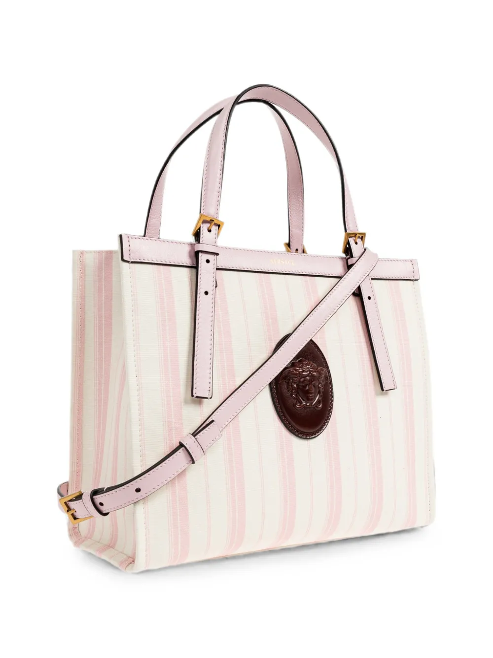 Versace Rivière gestreepte shopper Roze