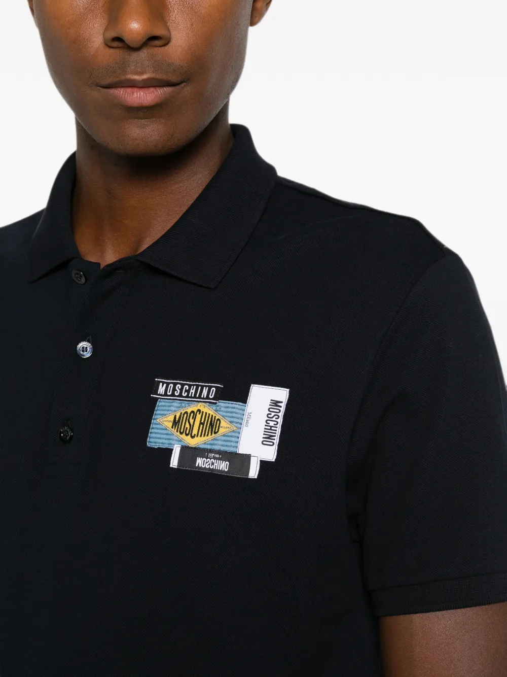 Moschino Poloshirt met logopatch Blauw