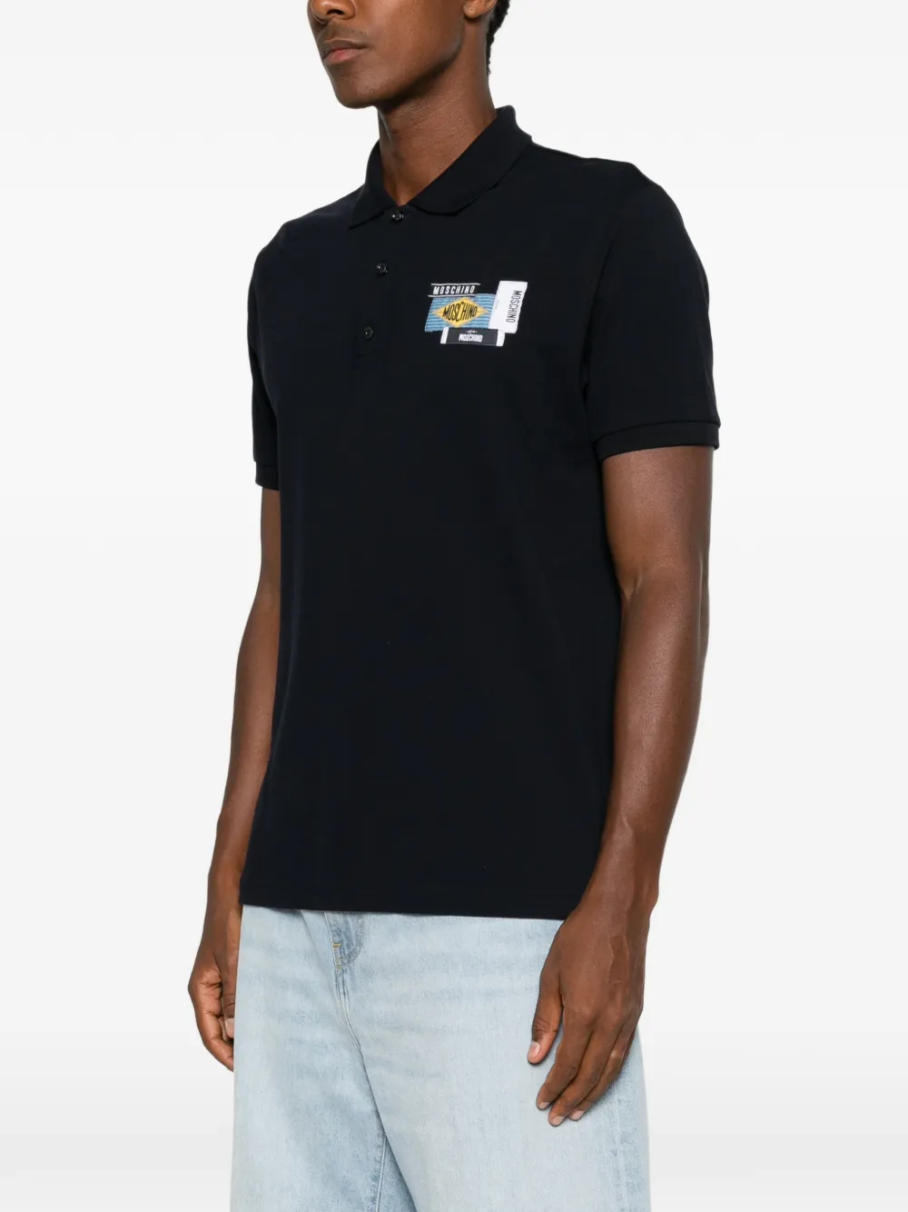 Moschino Poloshirt met logopatch Blauw
