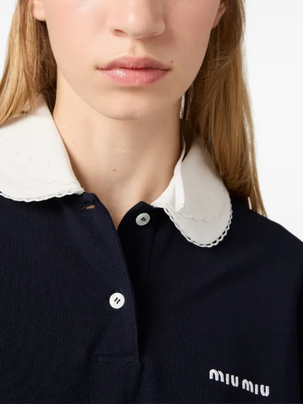 Miu Miu Piqué Polo Shirt | Blue | FARFETCH CA