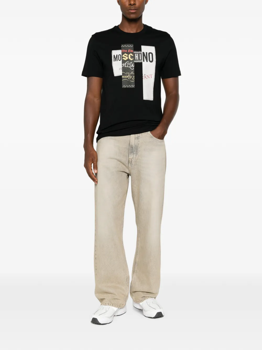 Moschino T-shirt met logoprint Zwart