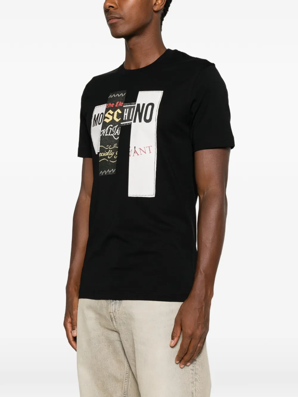 Moschino T-shirt met logoprint Zwart