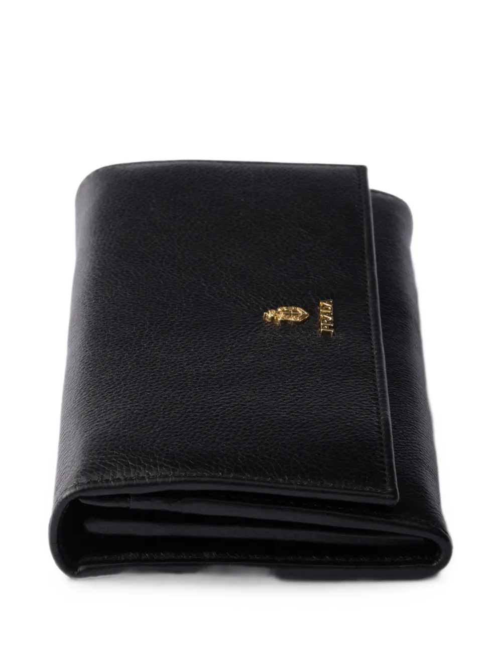 Prada Large Leather Wallet In Black