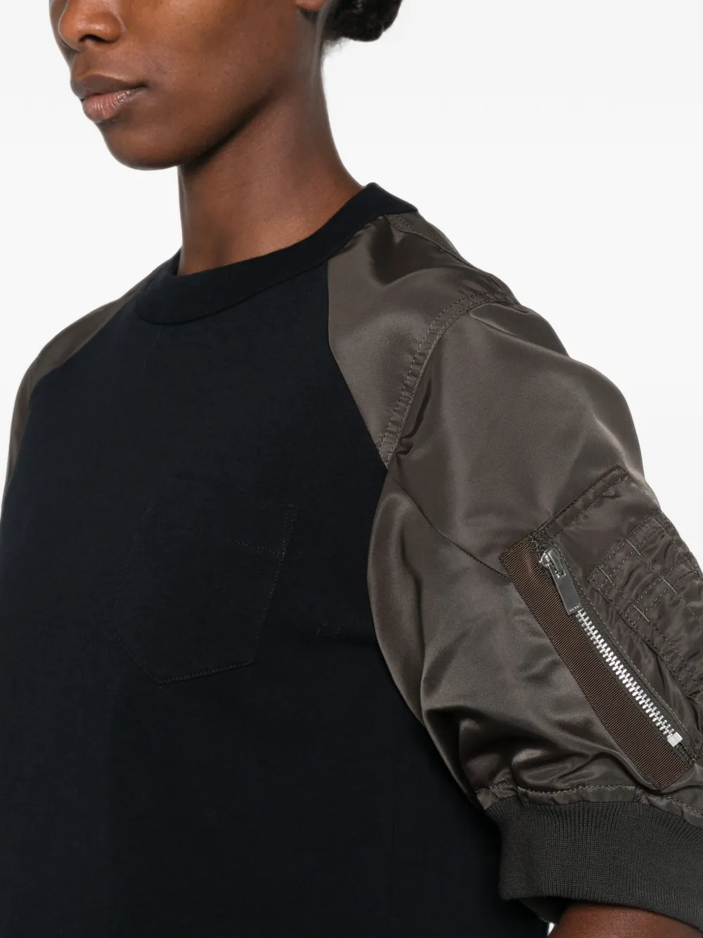 sacai T-shirt met pofmouwen Zwart