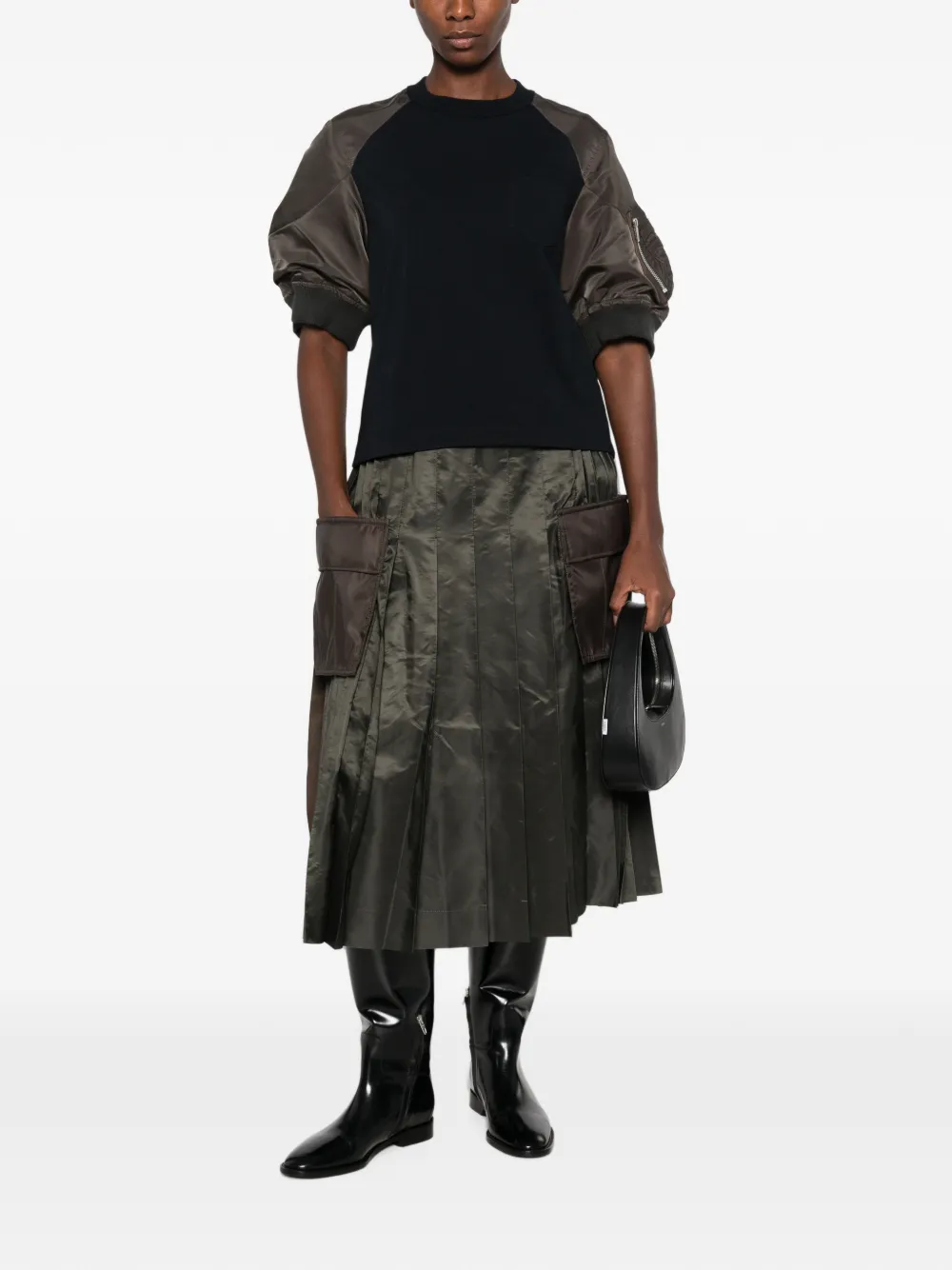 sacai T-shirt met pofmouwen Zwart