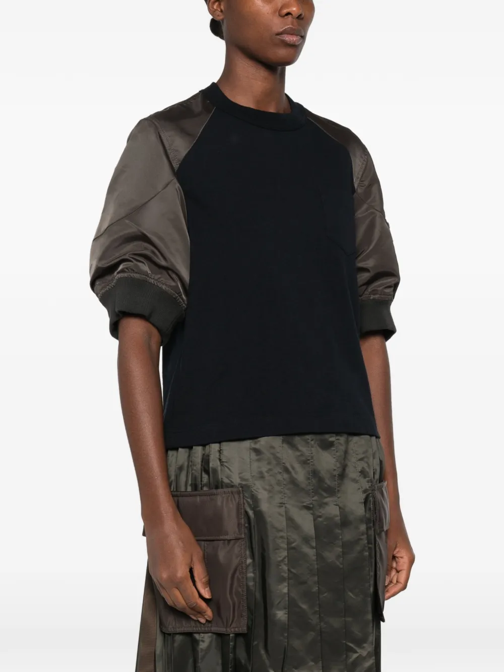 sacai T-shirt met pofmouwen Zwart