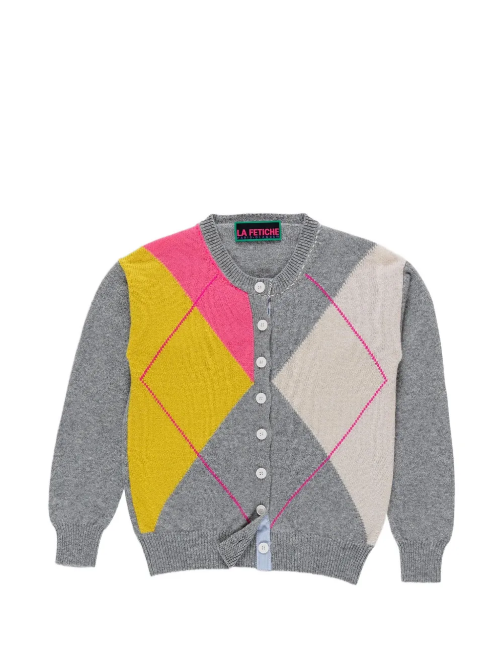 La Fetiche Cynthia argyle-pattern cardigan - Grigio