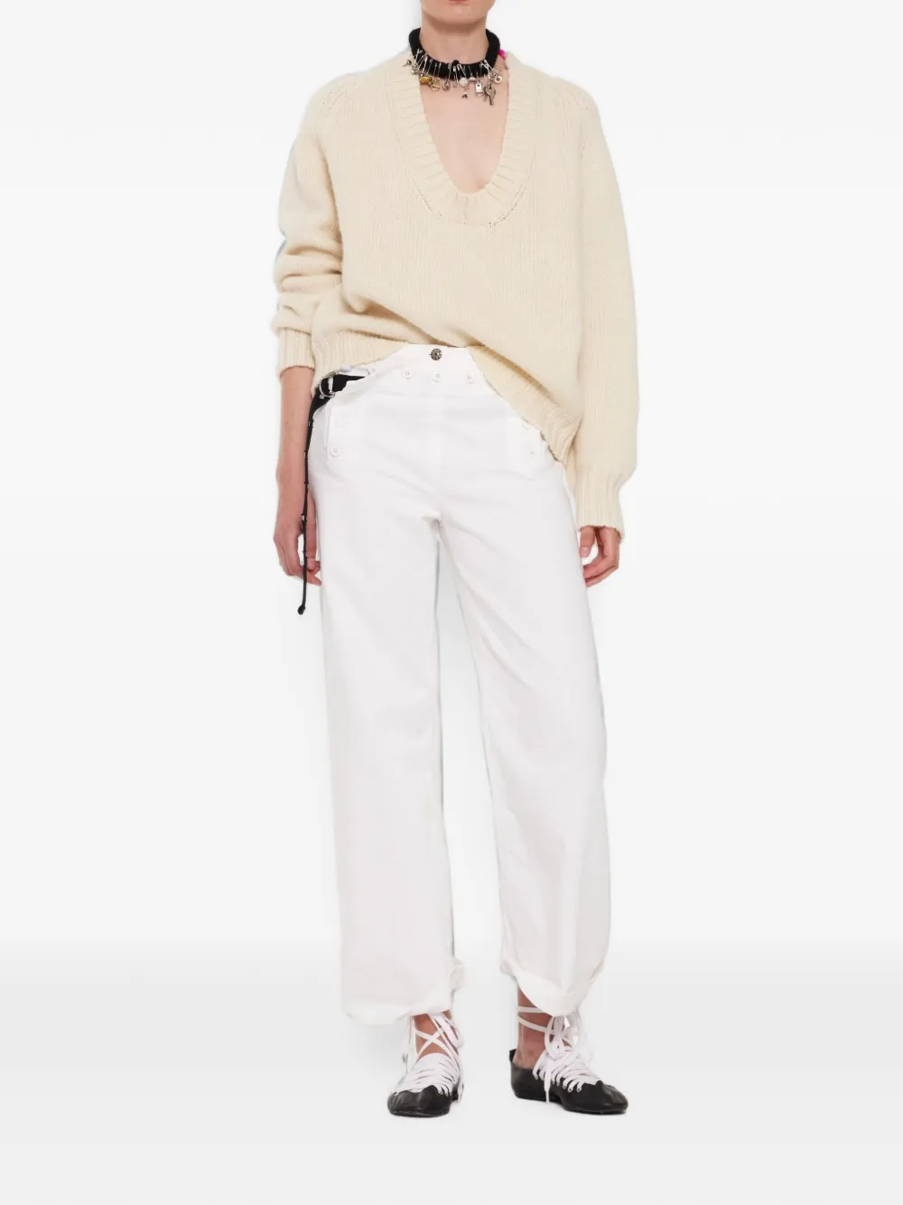 La Fetiche Ruimvallende trui Beige