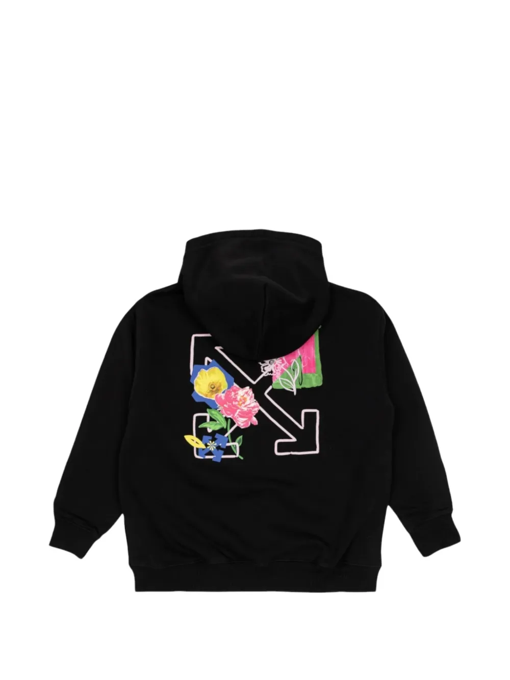 Off-White Kids Arrows flower-print hoodie Zwart