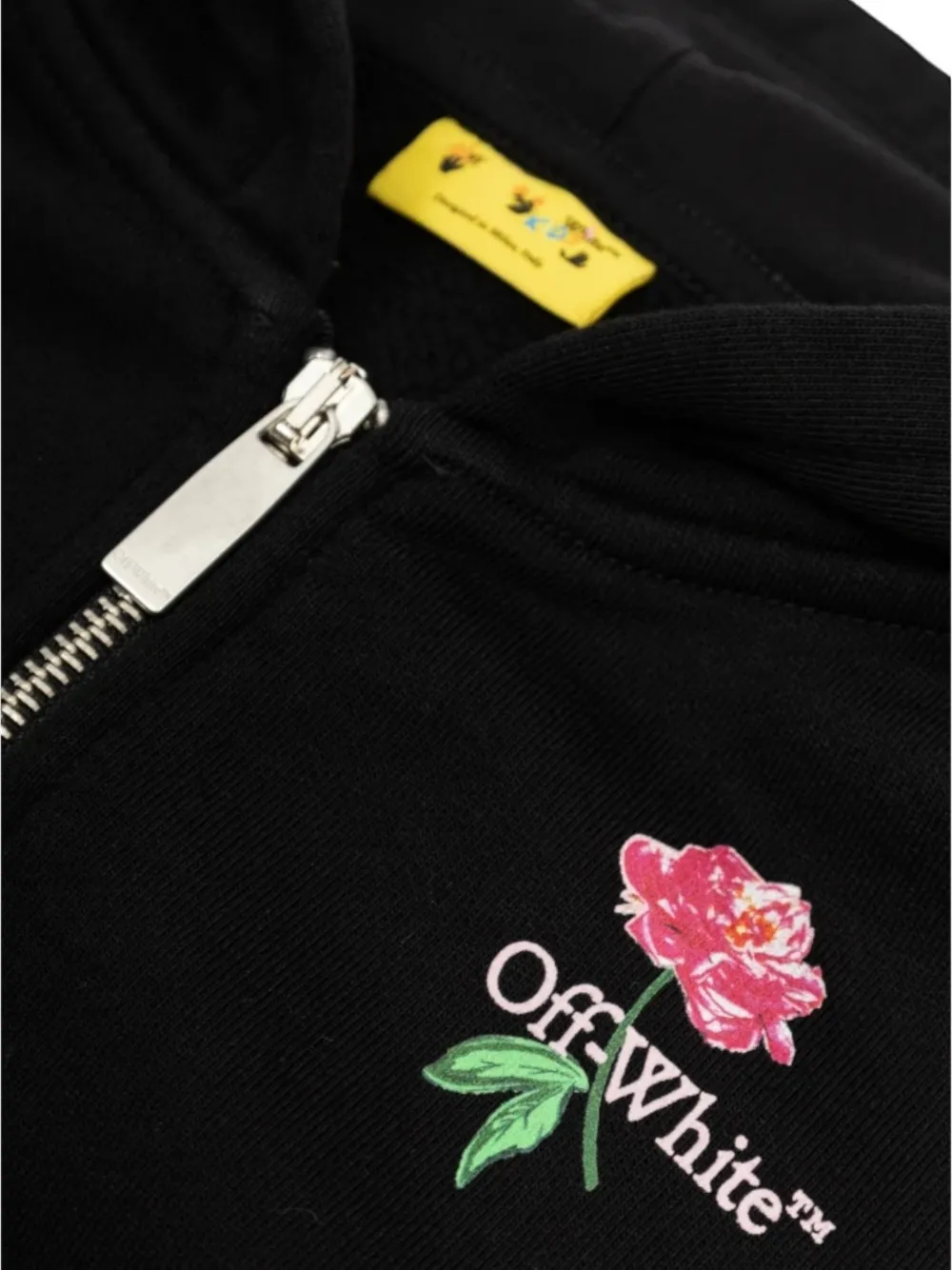 Off-White Kids Arrows flower-print hoodie Zwart