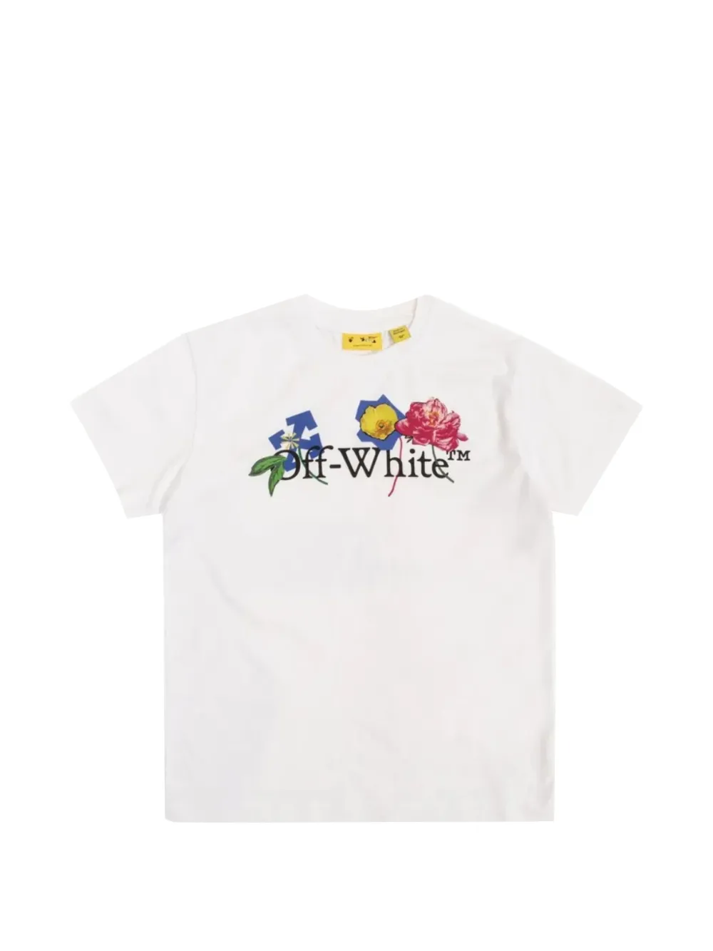 Off-White Kids floral-print logo-print T-shirt - Bianco