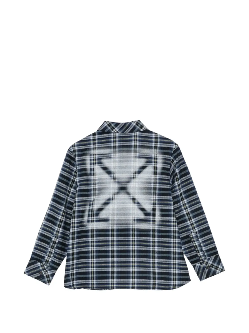 Off-White Kids Geruit shirt met Arrow spray-print Blauw