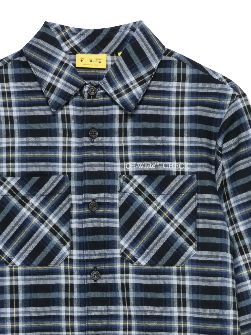Off-White Kids Geruit shirt met Arrow spray-print Blauw