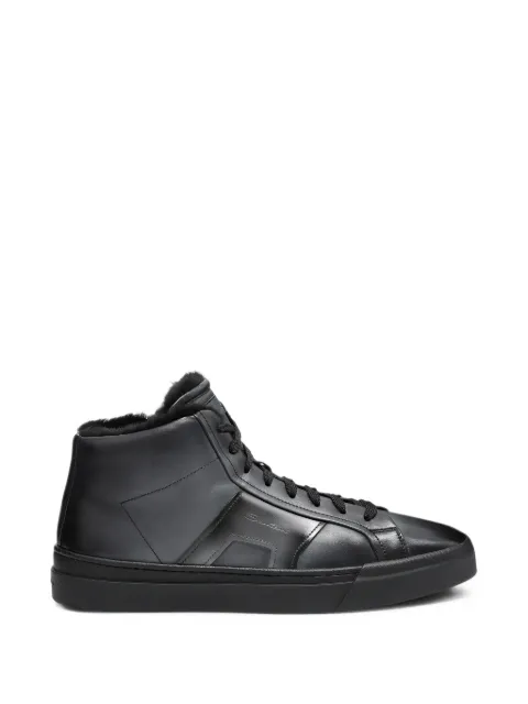 Santoni shearling-lined high-top sneakers