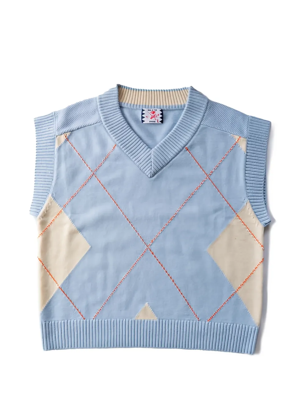 SON OF THE CHEESE Argyle knit vest - Blu