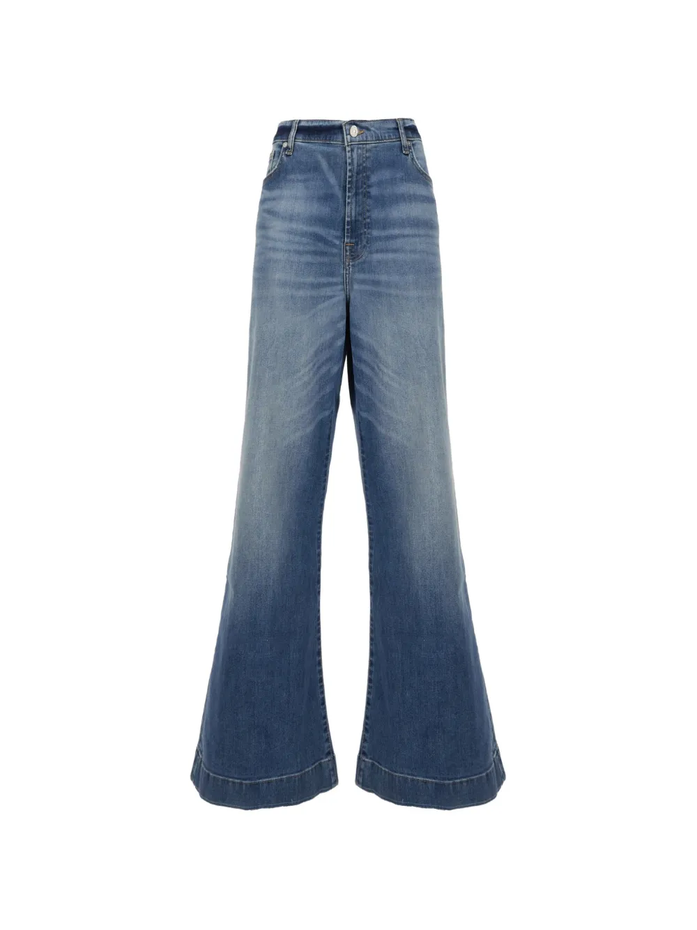 7 For All Mankind faded-effect wide-leg jeans - Blu