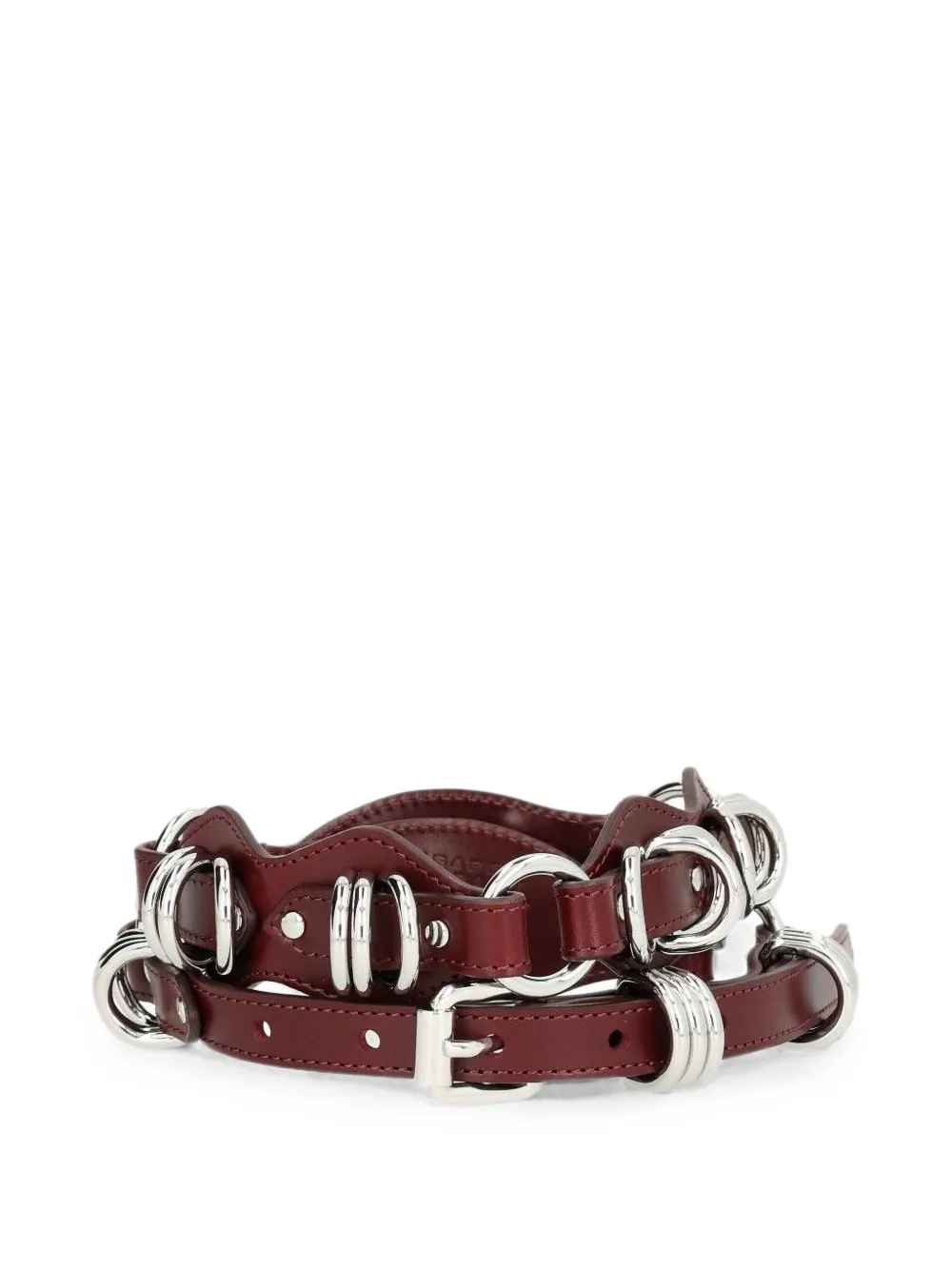 ISABEL MARANT Bolton leren riem verfraaid met ringlets Rood