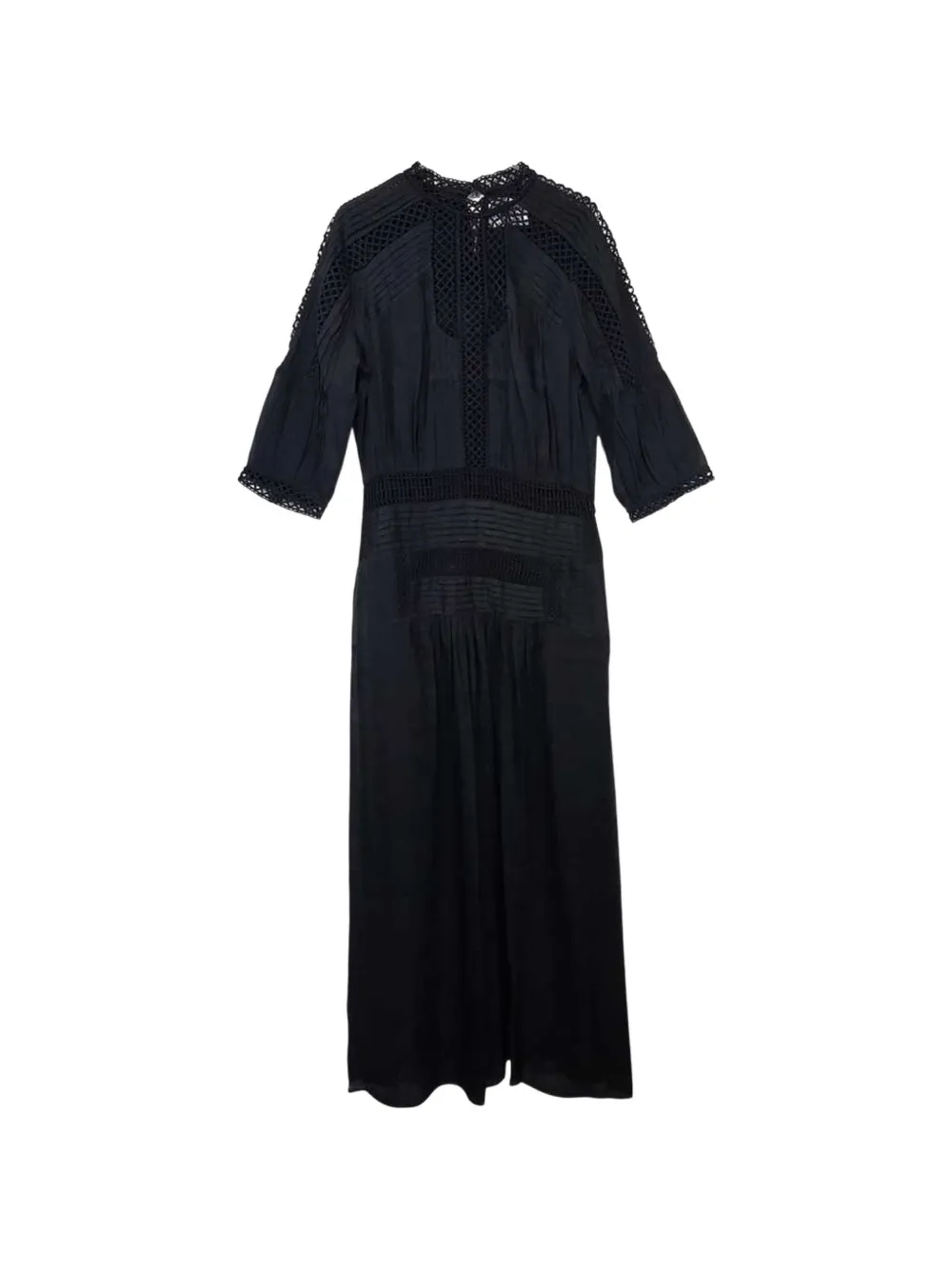 MARANT ÉTOILE guipure-lace pintuck-detail maxi dress - Black