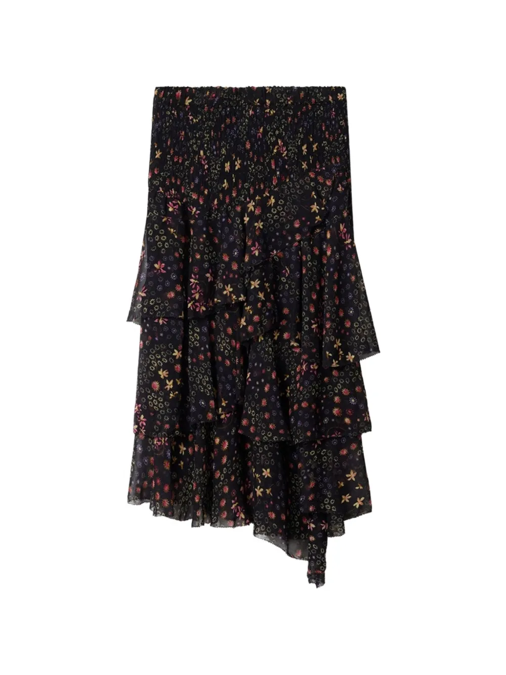 MARANT ÉTOILE floral-print ruffled skirt - Nero