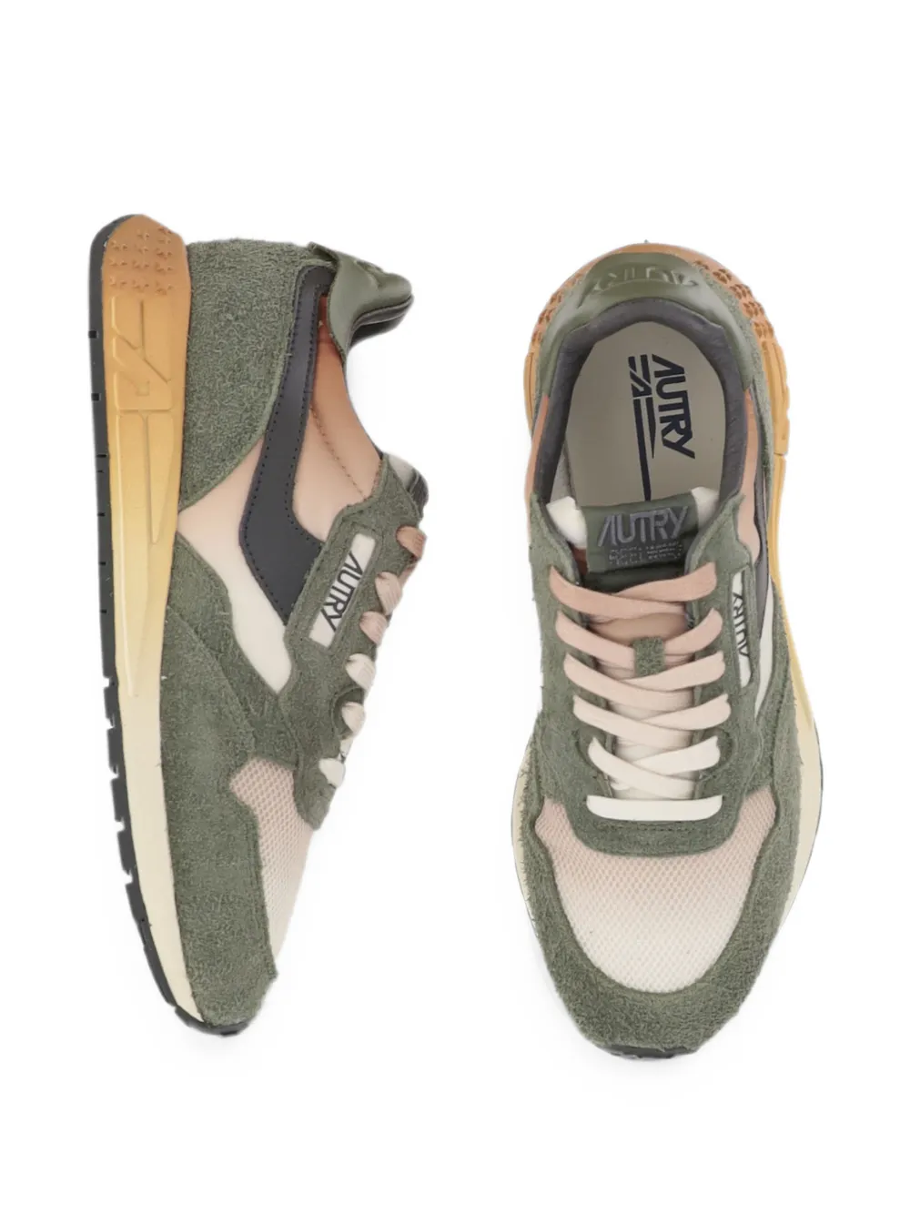 Autry Reelwind suede-panelled low-top sneakers Groen