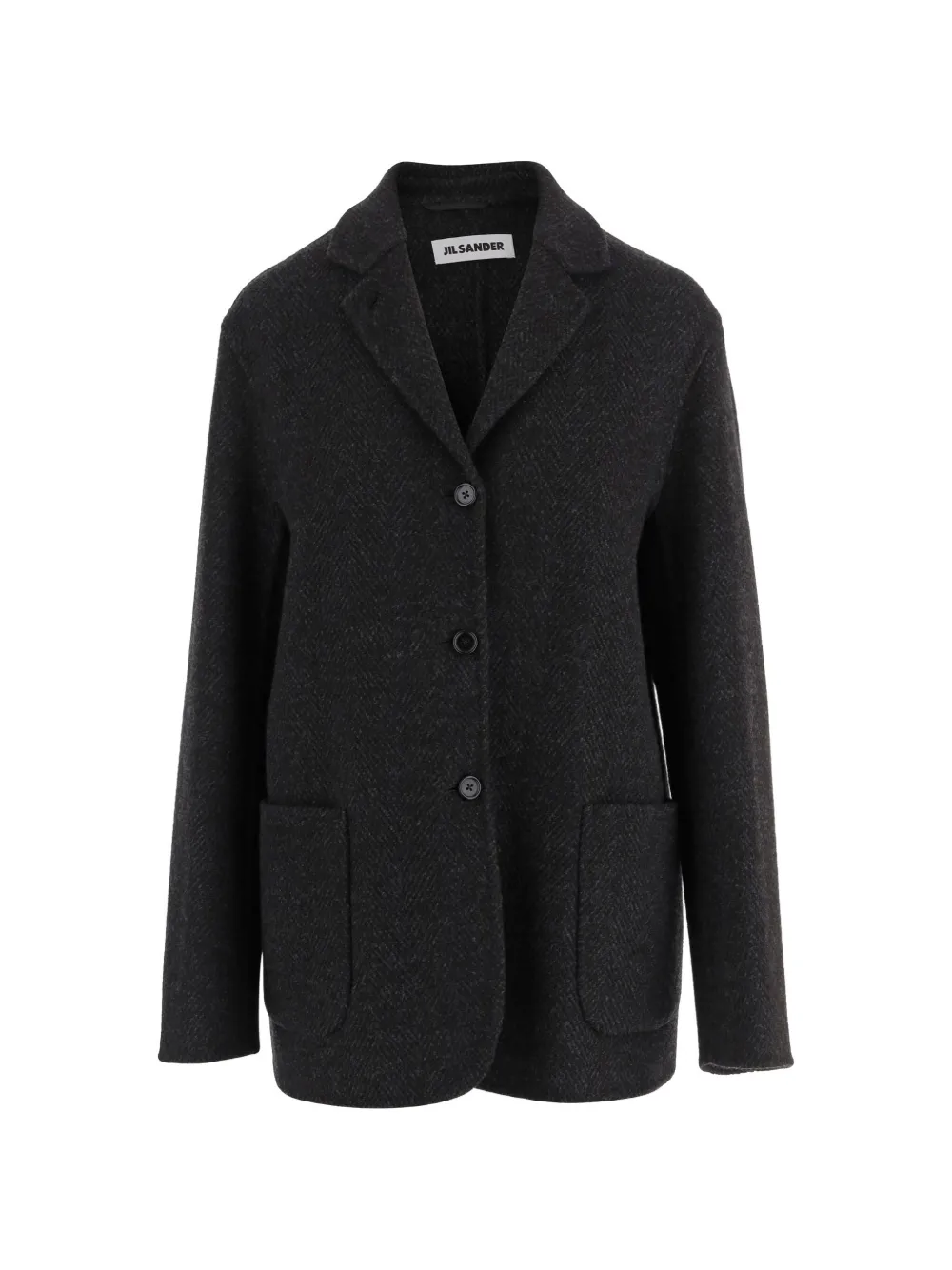 Jil Sander herringbone-pattern virgin-wool coat - Grey