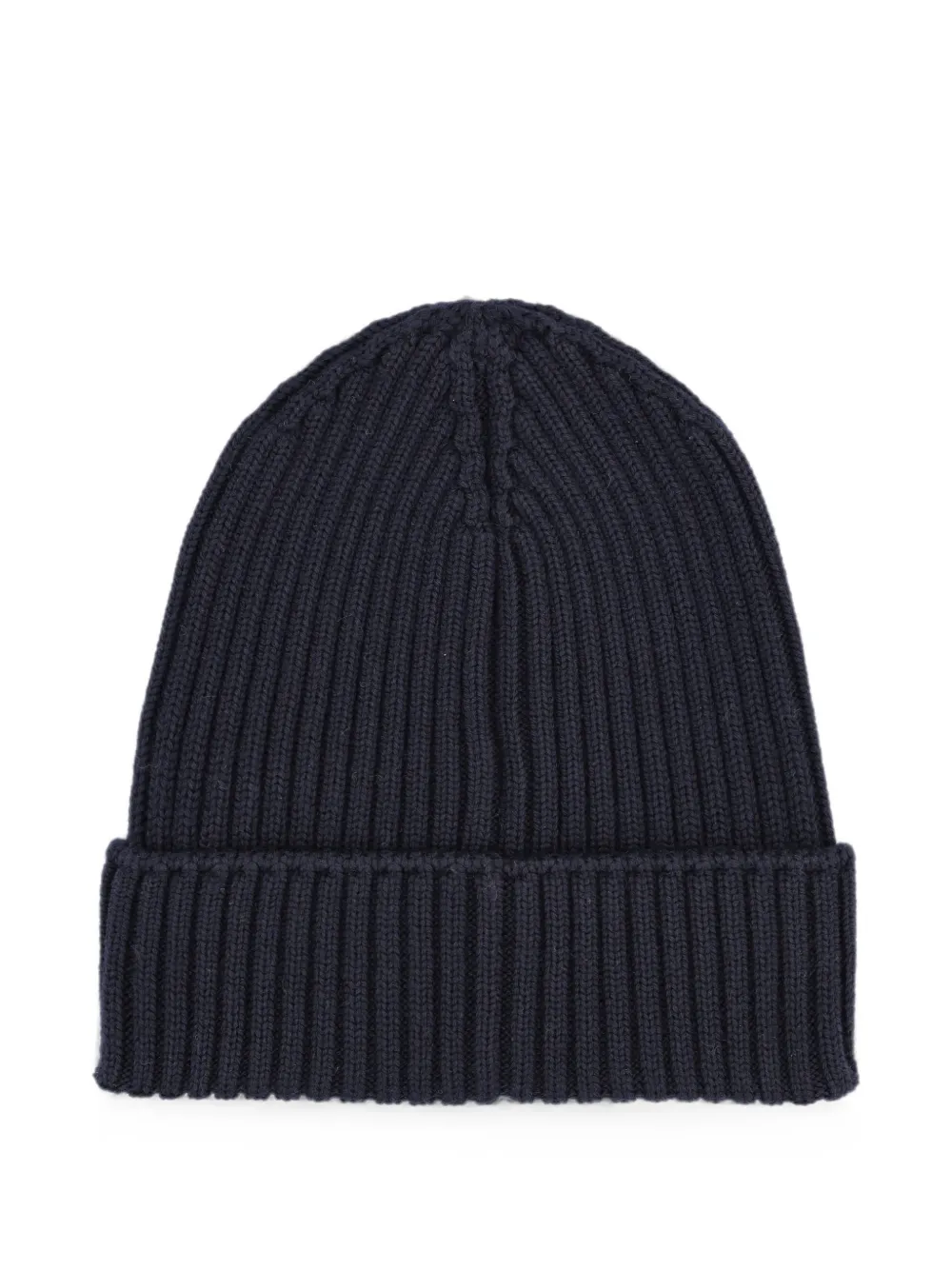 Moncler Enfant Ribgebreide muts met logo-patch Blauw