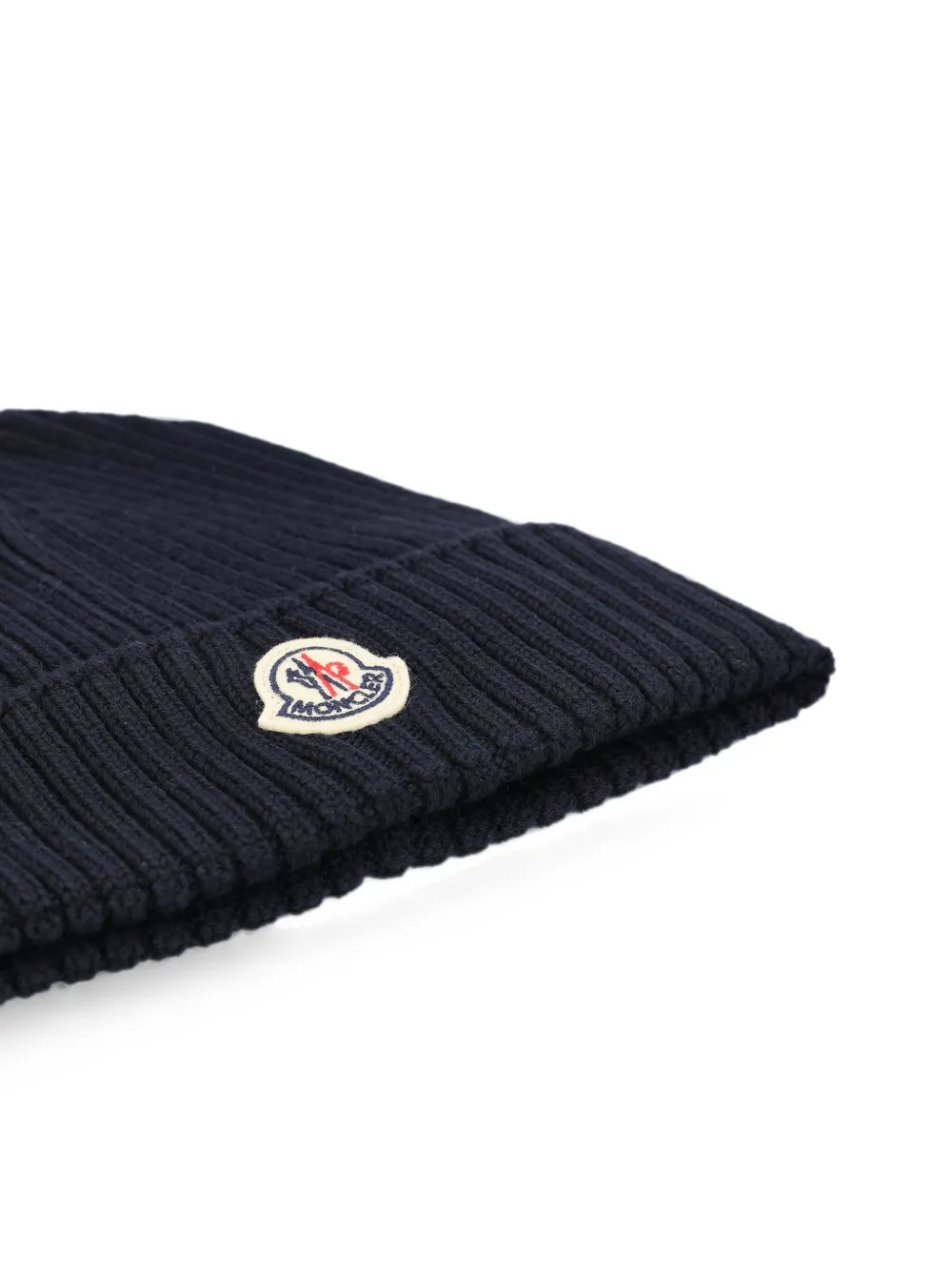 Moncler Enfant Ribgebreide muts met logo-patch Blauw