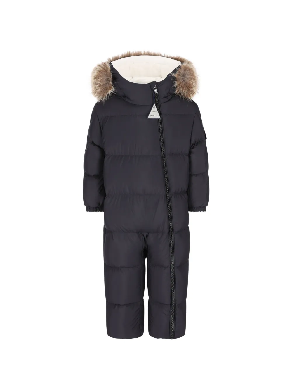 Moncler Enfant Yorick gewatteerd skipak met afwerking van imitatiebont Blauw