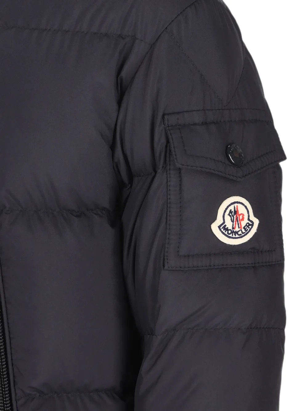 Moncler Enfant Yorick gewatteerd skipak met afwerking van imitatiebont Blauw