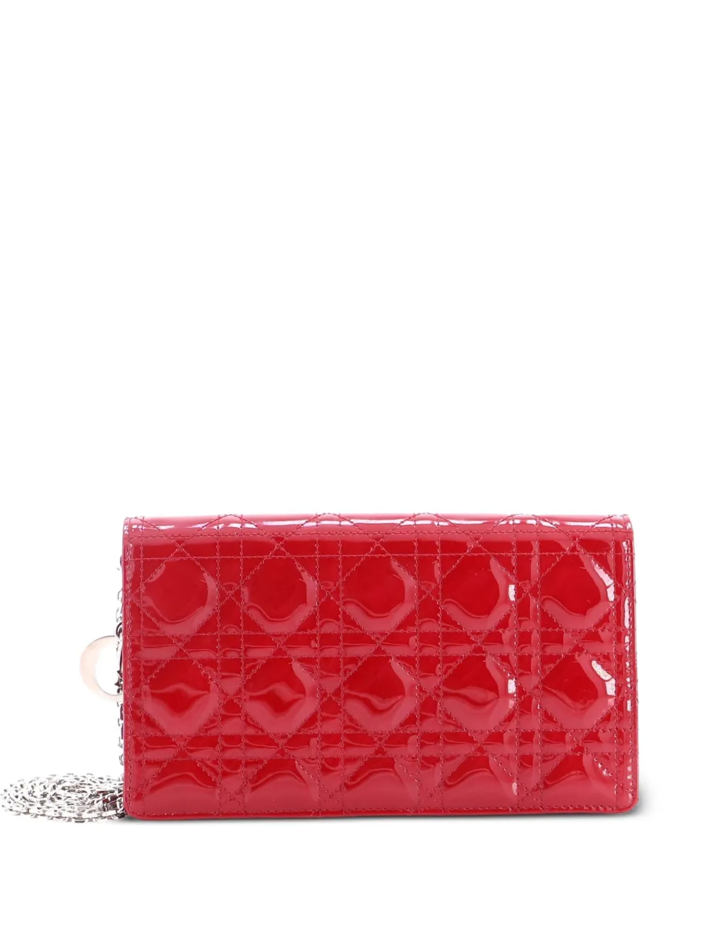 Christian Dior Pre-Owned Lady Dior Chain Pouch Cannage Quilt Patent crossbody bag - Red