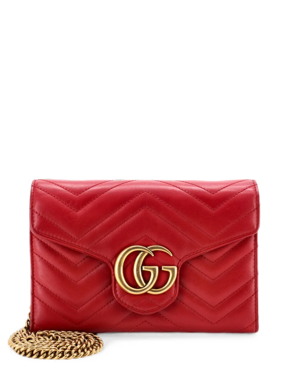 Gucci Pre-Owned Borsa a tracolla GG Marmont mini in pelle matelassé con catena - Rosso