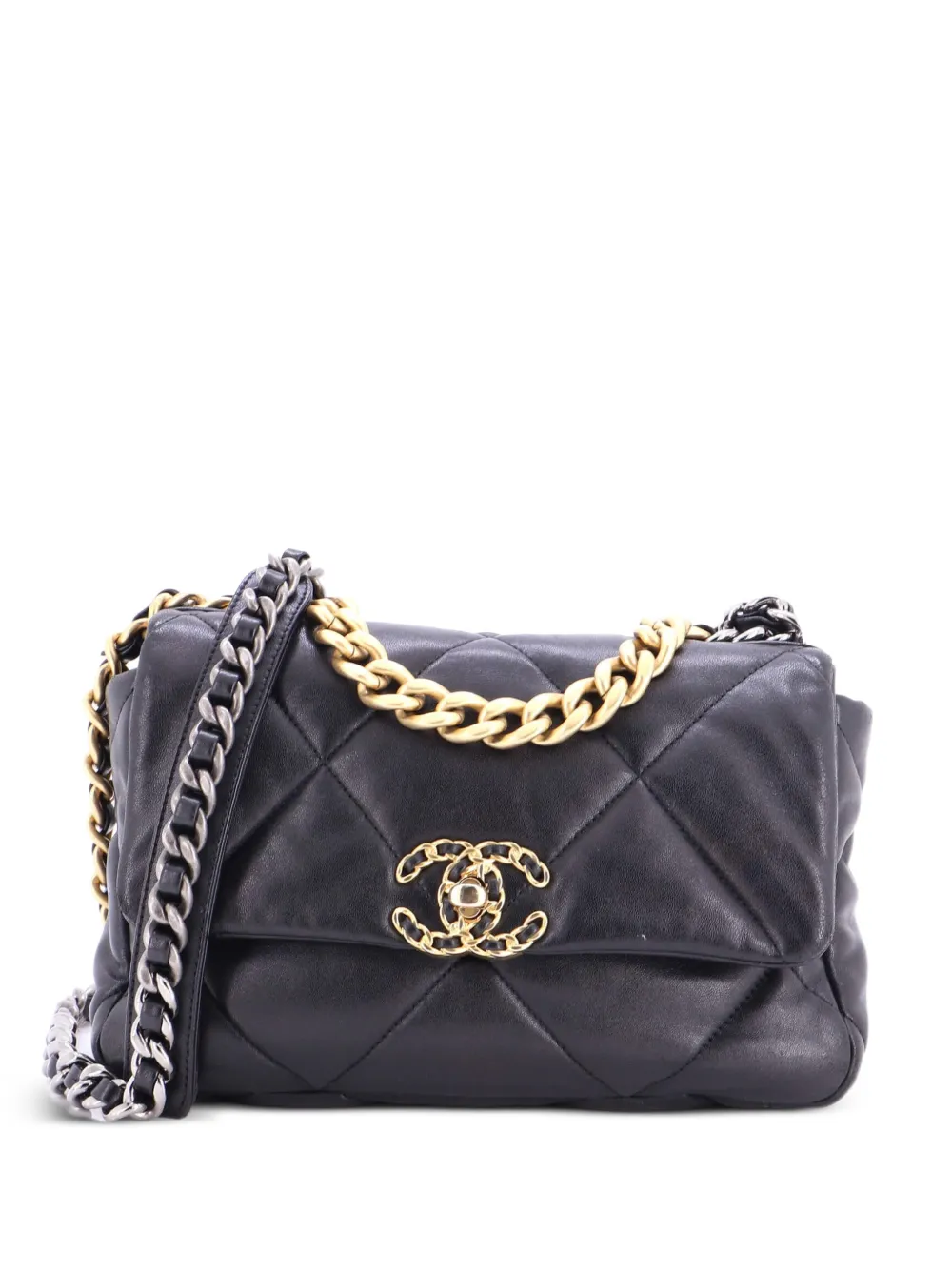 CHANEL Pre-Owned 19 Flap Bag Quilted Leather Medium crossbody bag - Black