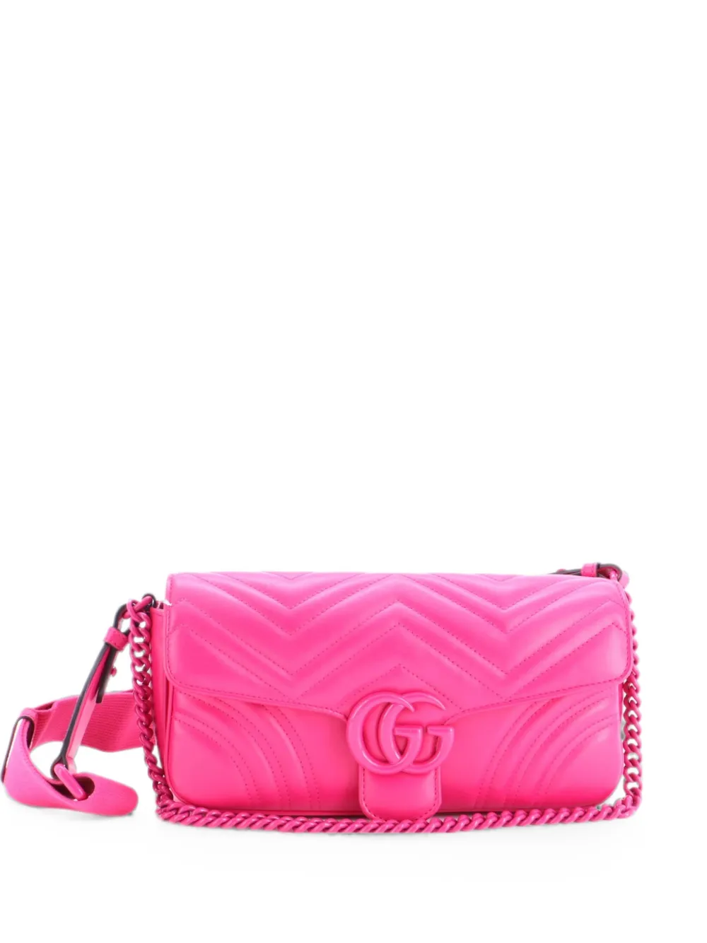 Gucci Pre-Owned Borsa a tracolla GG Marmont Monochrome media in pelle matelassè con battente - Rosa