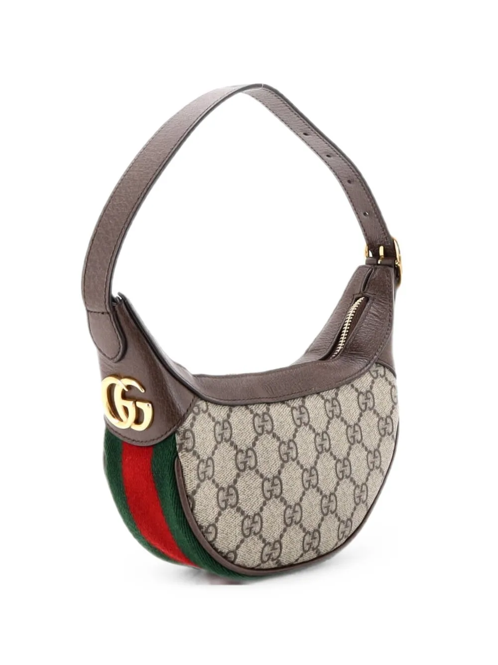 Gucci Pre-Owned Borsa passepartout Ophidia mini a mezza luna in tela cerata GG - Marrone
