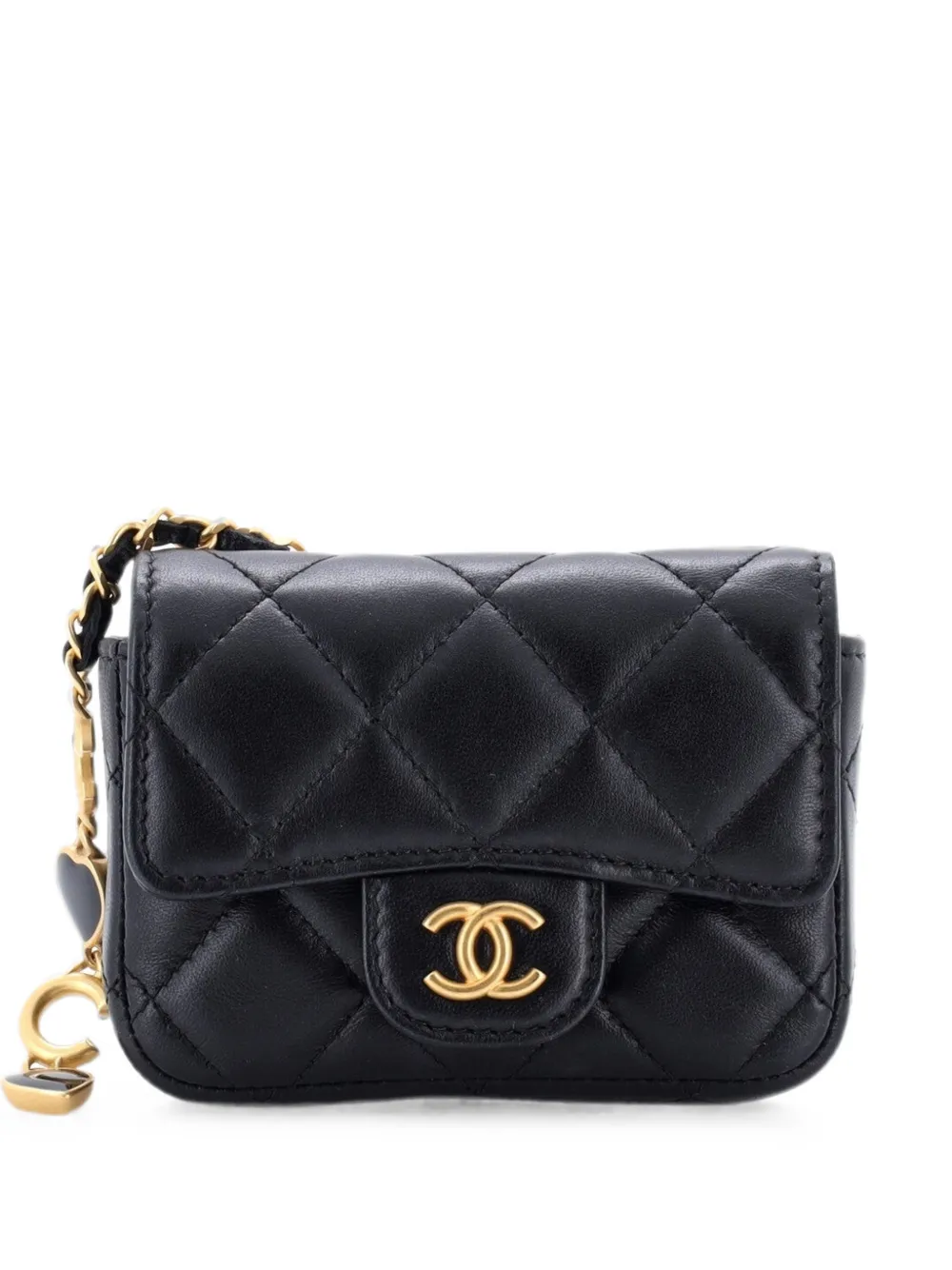 CHANEL Pre-Owned Marsupio Coco de Toi Heart mini in pelle di agnello trapuntata - Nero