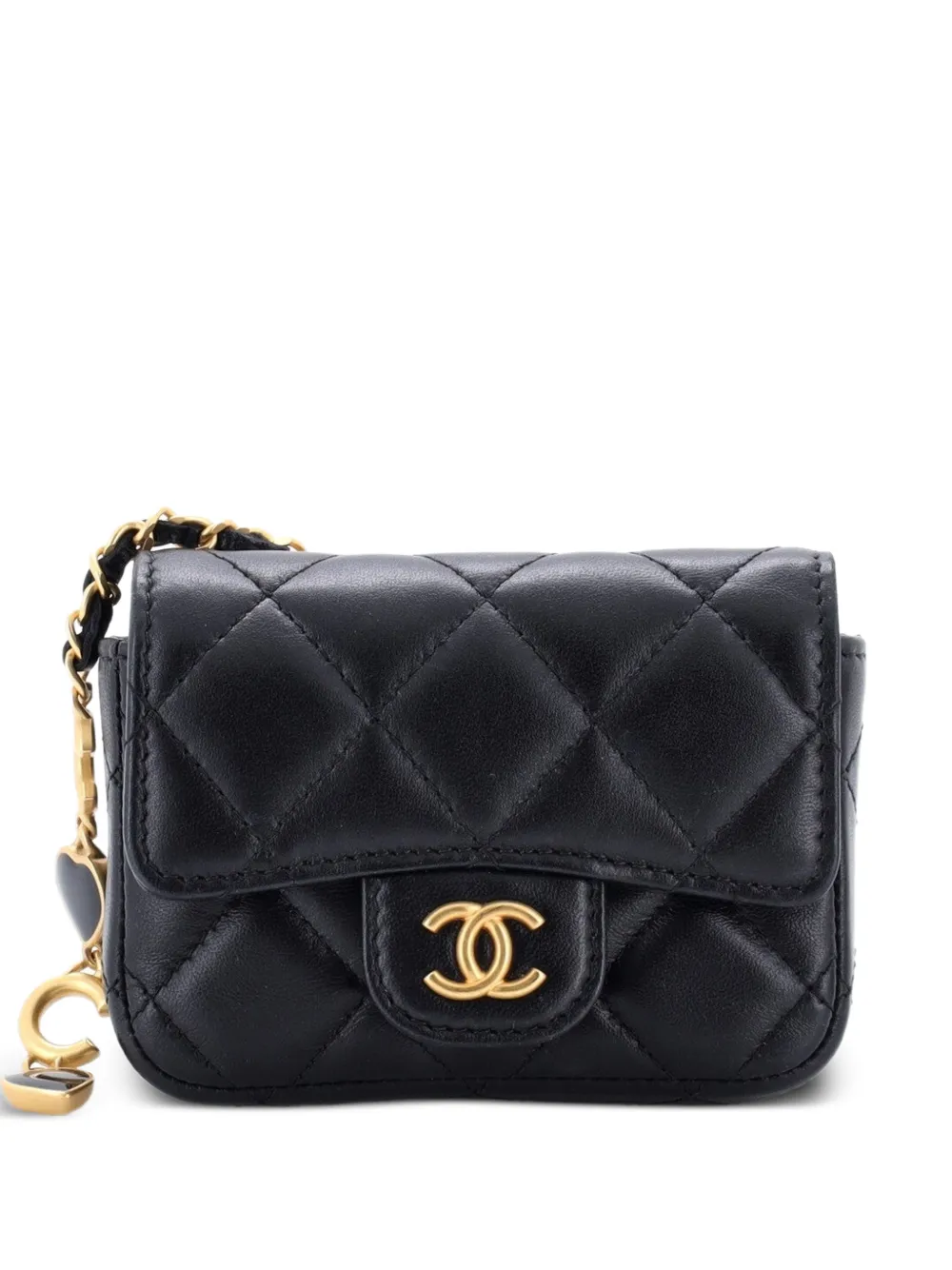CHANEL Pre-Owned Marsupio Coco de Toi Heart mini in pelle di agnello trapuntata - Nero