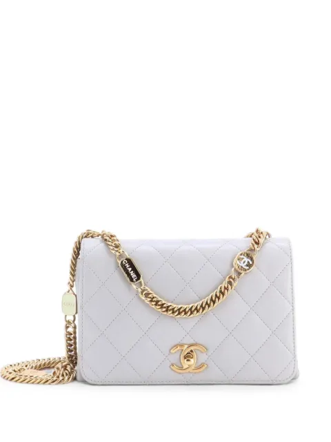 CHANEL Pre-Owned Logo Enamel Full Flap Bag Quilted Lambskin Mini shoulder bag