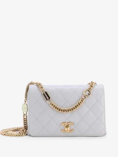 CHANEL Pre-Owned Logo Enamel Full Flap Bag Quilted Lambskin Mini shoulder bag