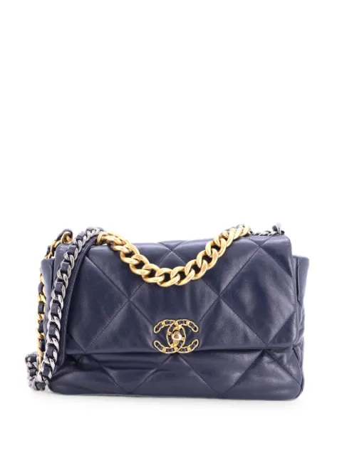CHANEL Pre-Owned bandolera 19 grande de piel con diseño acolchado y solapa