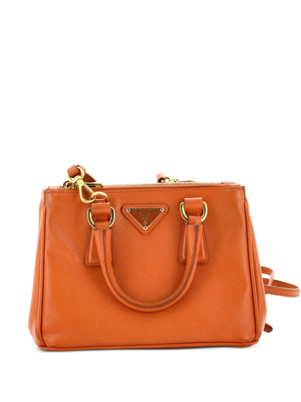 Prada Pre-Owned Double Zip Lux Tote Saffiano Leather Mini satchel - Orange