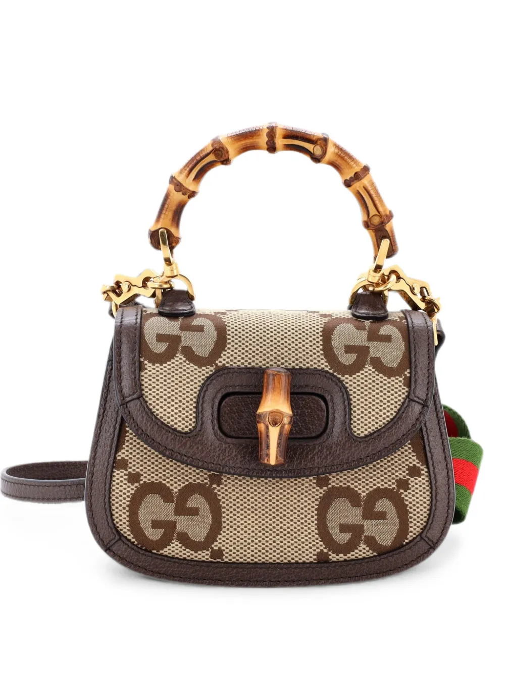 Gucci Pre-Owned Borsa a tracolla Bamboo 1947 mini in tela Jumbo GG - Marrone