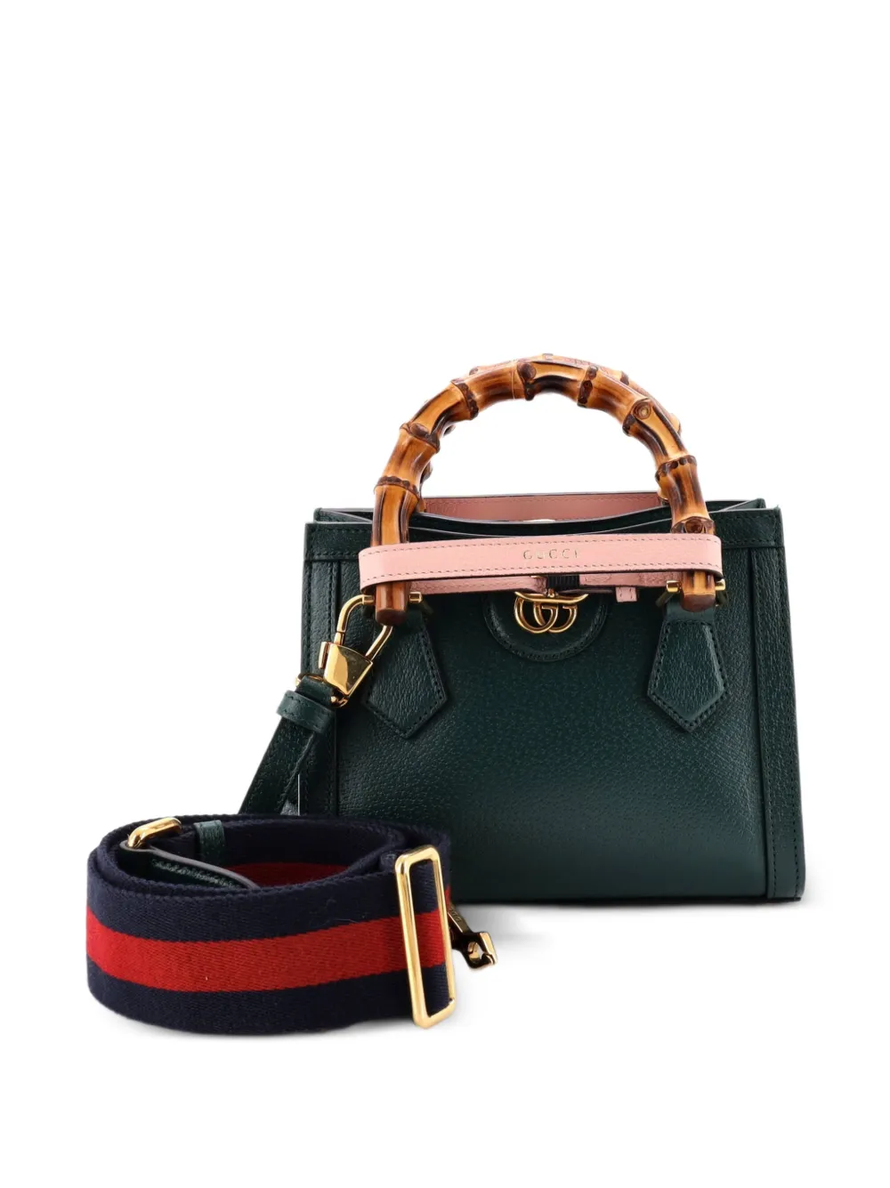 Gucci Pre-Owned Diana NM Bamboo Handle Tote Leather Mini crossbody bag - Green