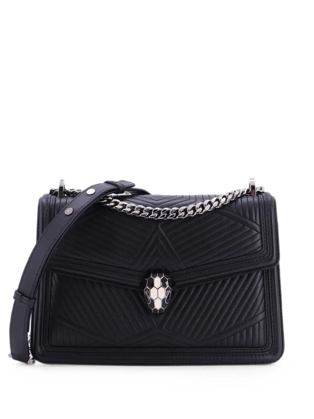 Bvlgari Pre-Owned Kleine Serpenti Forever Schultertasche mit Steppung - Schwarz