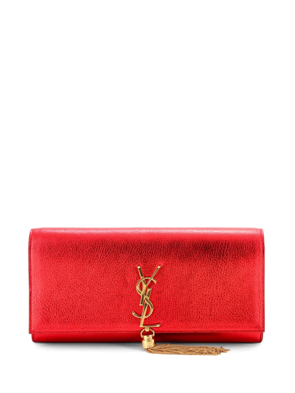 Saint Laurent Pre-Owned Clutch Classic Monogram lunga in pelle con nappa - Effetto metallizzato